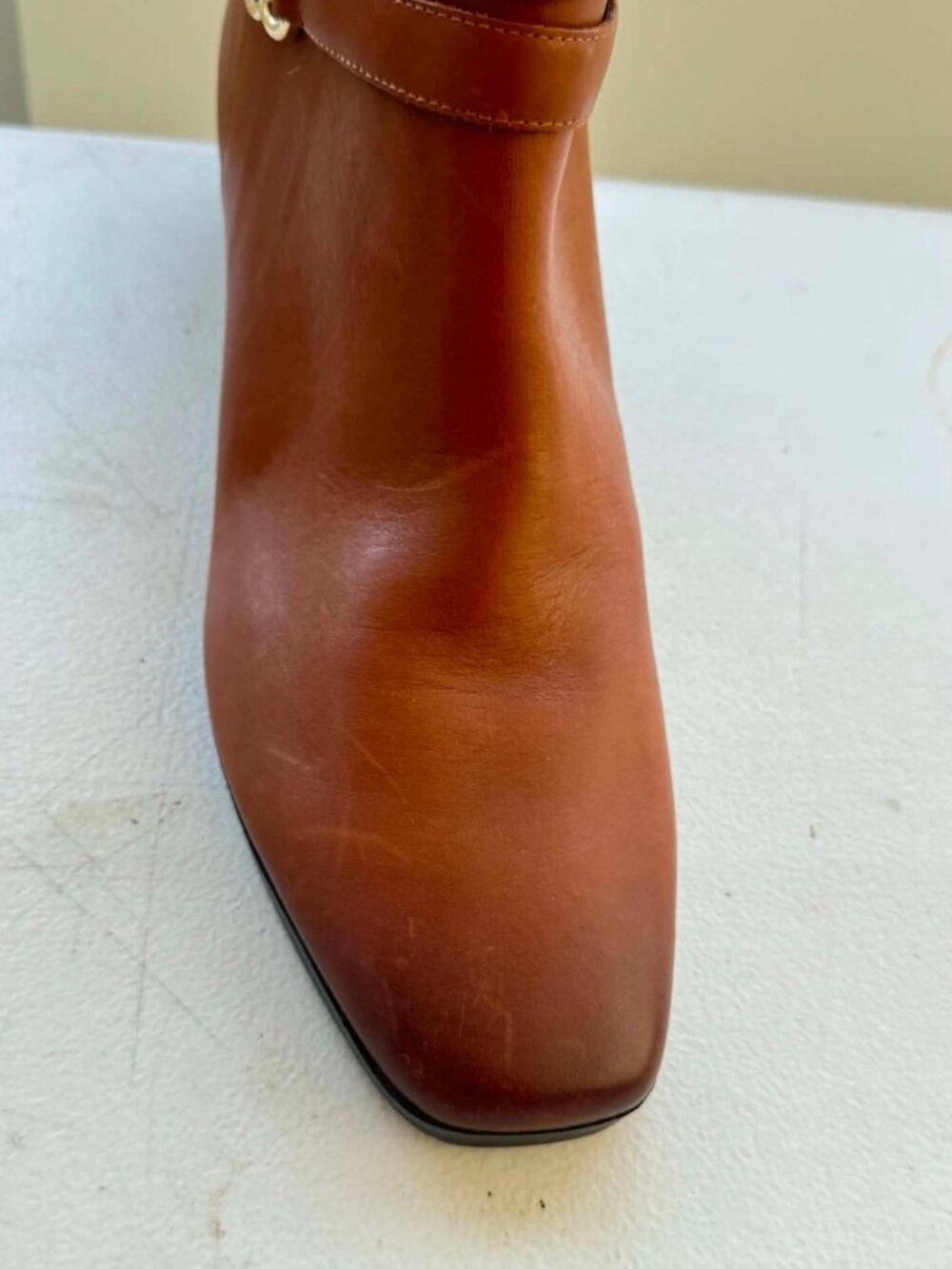 Easy Spirit Sarafina EFlex Block Heel Dress Booties - Cognac Leather Size 12M - Picture 2 of 4